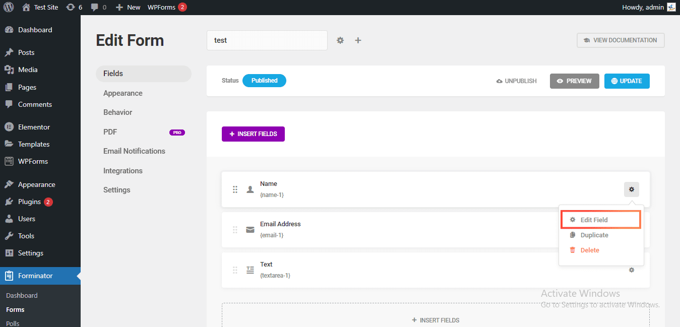 Websites on WordPress