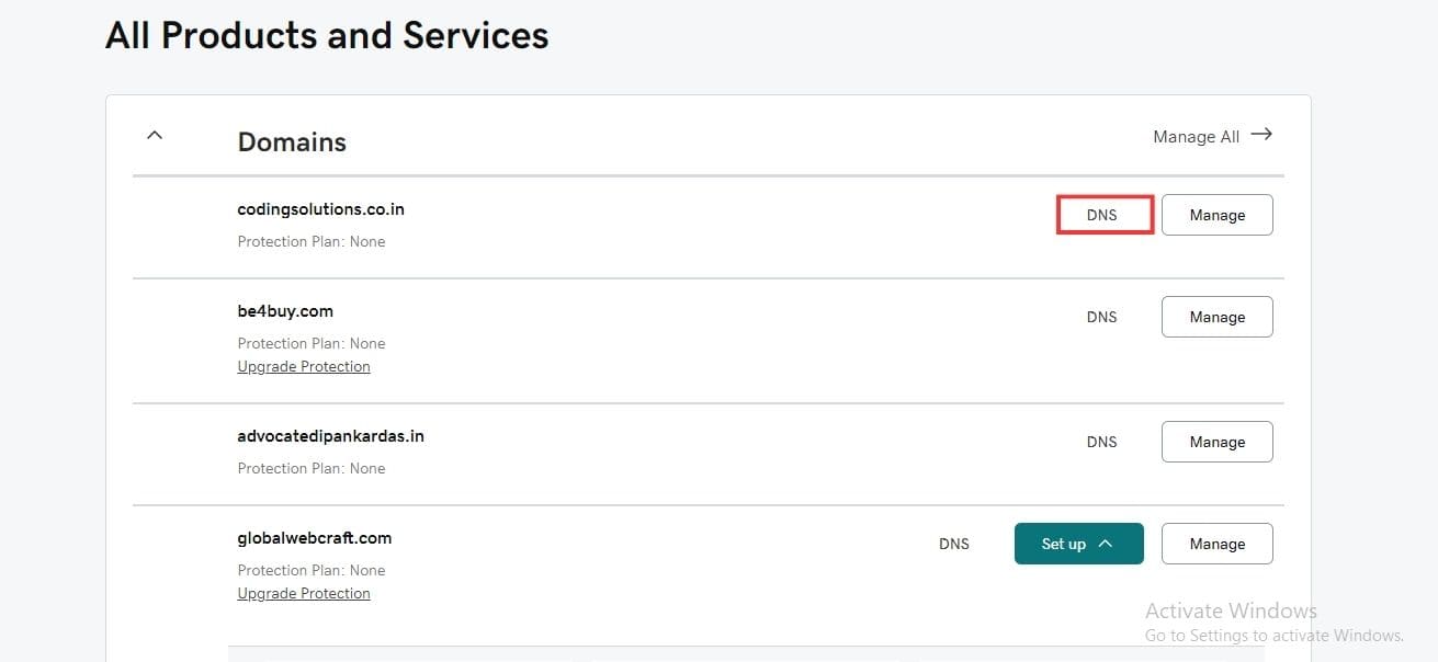 change domain name server godaddy